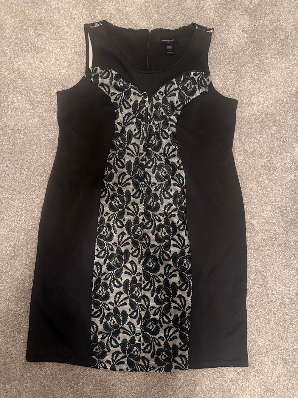 Ashley Stewart Black Lace-Panel Mini Dress